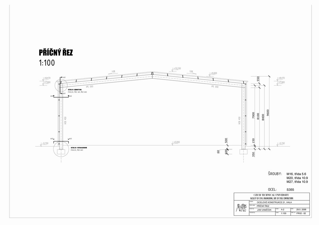 Wide-span steel hall