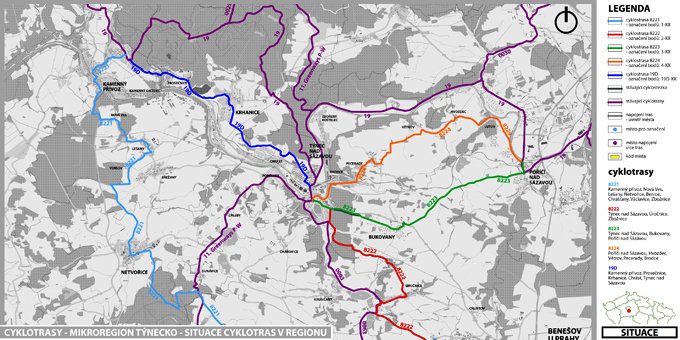 Cycling tracks in Tynec region