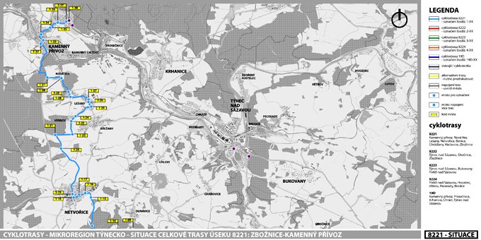 Cycling tracks in Tynec region