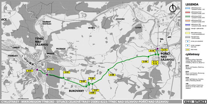 Cycling tracks in Tynec region